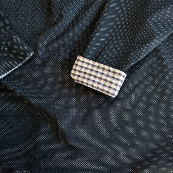 Van Heusen Men's XXL 18-18.5 Blue Polka Dot Long Sleeve Button Down Shirt - Picture 7 of 7